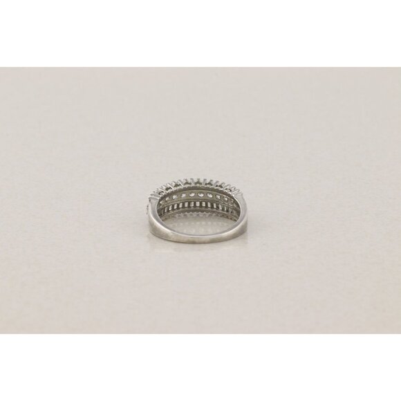 Sterling Silver Cubic Zirconia Three Row Band Baguette CZs Ring Band Size 7 1/4 - Picture 7 of 7